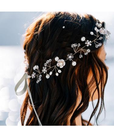 Sibba Bridal Headband Flower Headpiece 1 PC Pearl Hairband Crowns Tiara Wedding Head Pieces Brides Proposal Bands Bridesmaid Beaded Headdress Hair Accessories For Toddler Girls Women - Buy Online on GoSupps.com