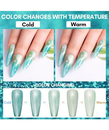 Makartt Cat Eye UV Gel - 10 ml Cat Eye Nail Polish with Magnet Stick Temperature Change Magnetic Gel Nail Polish Soak Off UV LED Glitter Gel for Nails for DIY Manicure Valentine's Day Gift Olive - Buy Online on GoSupps.com