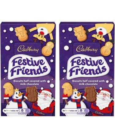 2x Cadbury Christmas Festive Friends Milk Chocolate Biscuits | Christmas Gifts | Christmas Stocking Filler | Gift For Men Women Family Boys Girls | 150g - Buy Online on GoSupps.com