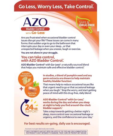 AZO Bladder Control with Go-Less - 72 Capsules | Reduce Occasional Urgency & Leakage - Buy Online on GoSupps.com
