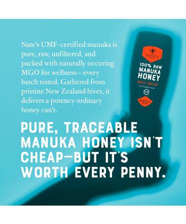 Nate's Raw Manuka Honey New Zealand MGO 512+ | Certifi UMF 15+ | Bouteille souple de 374 2 g MGO 512+ | Certifi UMF 15+ 13.2 ml (Lot de 1) - Buy Online on GoSupps.com
