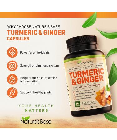 Turmeric Curcumin Supplement with Ginger, Apple Cider Vinegar & BioPerine - 120 Count, 95% Curcuminoids, Joint Support & Antioxidant - Capsules for Turmeric & Ginger - Pack of 1 - Buy Online on GoSupps.com