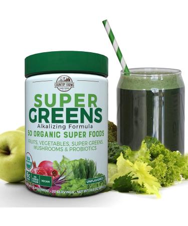 Country Farms Super Greens Alkalizing Formula - Unflavored 10.6 oz (300 g) | Healthy Greens Powder - Buy Online on GoSupps.com