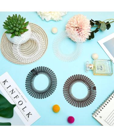 20 Pcs Flexible Circle Comb Hairband Holder for Women Girls - Black, Coffee, Clear, White | 90s Hair Accessories for Yoga Sports - Buy Online on GoSupps.com