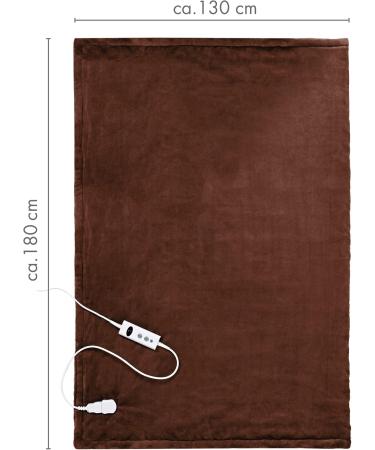 Promined Electric Heating Blanket 180x130 cm - Cozy Thermal Blanket with 10 Temperature Levels & Auto Shut-Off for Neck Shoulder & Back - Brown - Buy Online on GoSupps.com