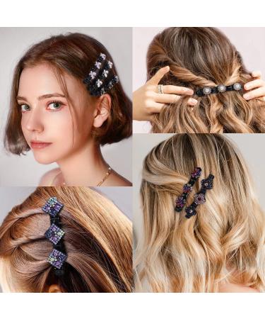 LuckyGrass Sparkling Crystal Stone Braided Hair Clips - Set of 4 Triple Duckbill Barrettes for Women and Girls - Buy Online on GoSupps.com