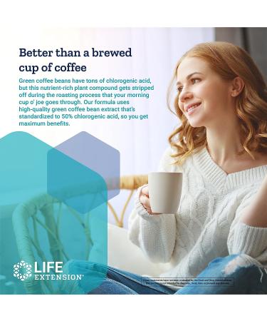 Life Extension CoffeeGenic Green Coffee Bean Extract 50% Chlorogenic Acids 90 Capsules - Gluten-Free & Non-GMO - Buy Online on GoSupps.com