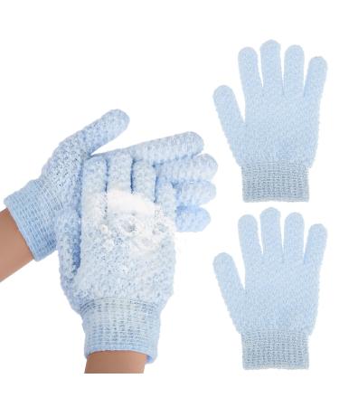 Sibba shower peeling gloves Double -sided microfiber body peeling gloves for adults and children natural Luffa bathing hand shoes for body and face removed dead skin 1 pair blue