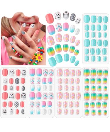 120 pieces girls on press nails fake nails artificial nail tips children full cover short wrong fingernails for girls children nail art decoration (sweet girl) - Buy Online on GoSupps.com