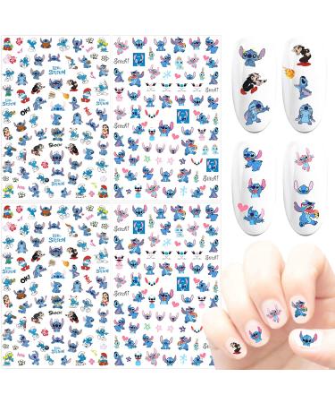 DIBESTS 4 Sheets Cute Nail Art Stickers 3D Cartoon Nail Decals Self-Adhesive DIY Nail Designs Decoration Anime Nail Sticker for Women Kids Girls Manicure Gift Nail Charms Accessories (300,Decals) Designs 1