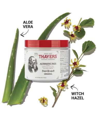 THAYERS Original Witch Hazel Astringent Pads with Aloe Vera Formula 60 Count - Gentle Skin Toner and Cleanser - Buy Online on GoSupps.com