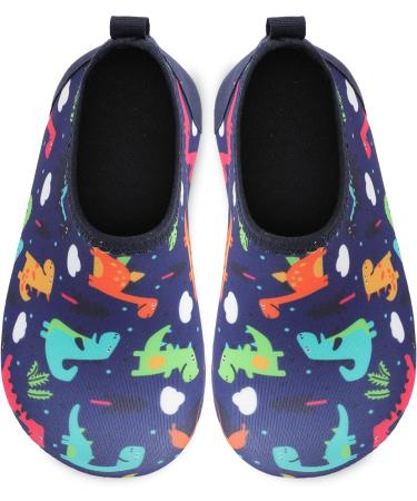 JIASUQI Kids Water Shoes - Quick Dry Aqua Socks for Beach & Pool - Navy Dinosaur Design - Size 10.5/11 UK Child - Buy Online on GoSupps.com