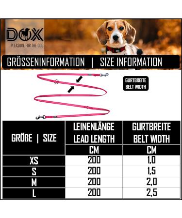 DDOXX Reflective Nylon Dog Leash - 2m 3-Way Adjustable for All Dog Sizes - XS Pink - Durable & Stylish Pet Accessory - Buy Online on GoSupps.com