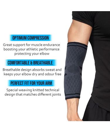 360 RELIEF Compression Elbow Brace Sleeve for Men and Women | Joint Pain Relief | Tendonitis Support for Tennis, Golf, Weightlifting | Small Black with Mesh Laundry Bag - Buy Online on GoSupps.com