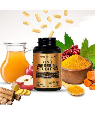 PRIME NATURAL Berberine HCl 600mg Organic Ceylon Cinnamon 400mg Organic Turmeric 200mg Organic Ginger 130mg Organic Apple Cider Vinegar 65mg Goldenseal Root 6.5mg Bioperine 3mg | 60 Capsules - Buy Online on GoSupps.com