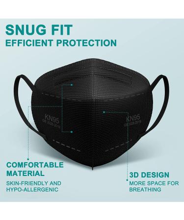 TOPMAX KN95 Face Masks 50 Pack - 95% Filter Efficiency - Breathable & Protective - PM2.5 Dust Disposable Masks - Black Adult (50-pack) - Buy Online on GoSupps.com