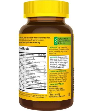 Nature Made Multivitamin with Iron for Women and Men - 130 Tablets, Daily Nutritional Support - Buy Online on GoSupps.com