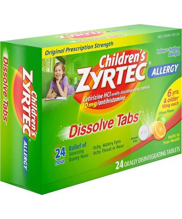 Children's Zyrtec 24 Hour Citrus Flavored Allergy Relief Tablets - 24 ct - Buy Online on GoSupps.com