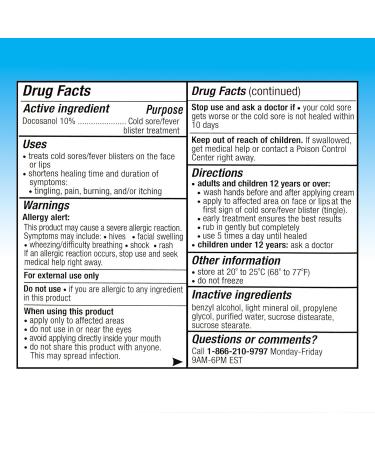 Cosette Cold Sore/Fever Blister Treatment for Face or Lips with Docosanol Cream 10% - Treatment Cream for Cold Sore/Fever Blister (0.07 Tube) - Buy Online on GoSupps.com