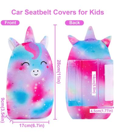 MHJY Cute Unicorn Seat Belt Pads for Kids - Comfortable Car Pillow Strap Cover for Toddlers - Purple Blue Head & Neck Support - Buy Online on GoSupps.com