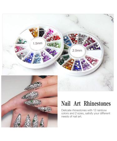 Canvalite Nail Art Brush Set - 5 Pc Gel Nail Decoration Tools Dotted Pen Rhinestones & Gold Leaf for Salon & Home Use - Buy Online on GoSupps.com
