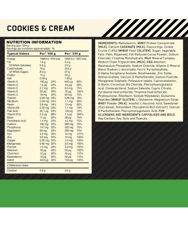 Optimum Nutrition Serious Mass Protein Powder with Creatine Glutamine 25 Vitamins and Minerals Cookies & Cream Flavour 16 Servings 5.45KG Cookies & Cream 16 Servings (Pack of 1) - Buy Online on GoSupps.com