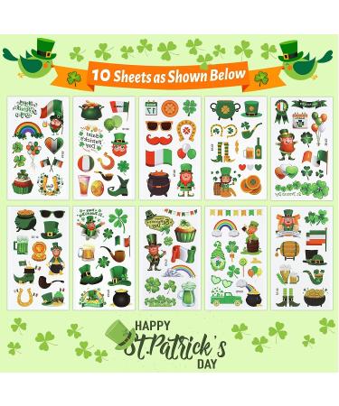 Gaubi St. Patrick's Day Temporary Tattoos - 10 Sheets Shamrock Waterproof Fake Stickers for Kids | Party Favors & Decorations for Toddlers, Boys, and Girls - Buy Online on GoSupps.com