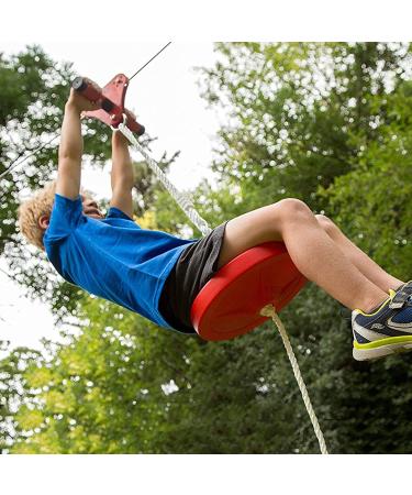 Happybuy 100 feet Zip Line Kit Kids Adult Zip Line Trolley Slackers Zip Lines with Seat and Handle Heart Shaped Trolley for Backyard Entertainment (Red)