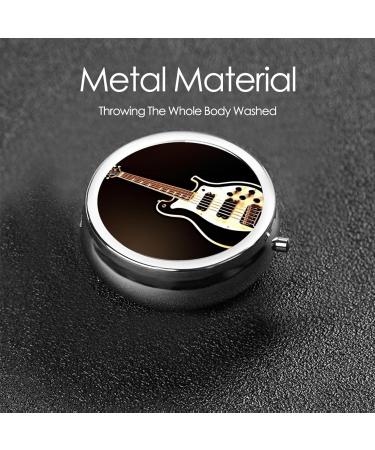 Black Guitar Portable Metal Pill Box - Mini 3-Compartment Organizer for Small Pills | Ideal for Travel & Easy Storage - Buy Online on GoSupps.com