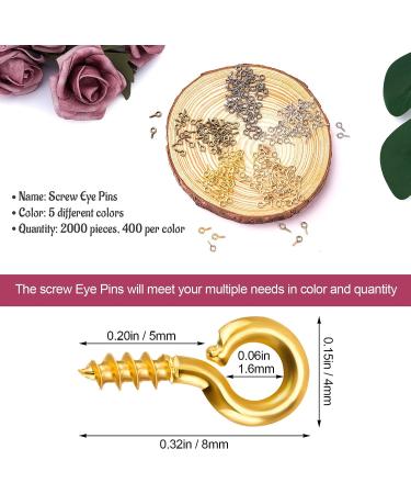 OIIKI 2000Pcs Screw Eye Pins - Small Metal Eye Pins Hooks for Jewelry Making - 5 Colors Mini Sturdy Eyelets Screw Threaded Clasps - DIY Arts Crafts - Resin - 4x8mm - Buy Online on GoSupps.com