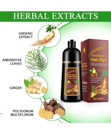 Dark Brown Hair Dye Shampoo 3 in 1 for Gray Hair - 500ML Instant Color for Men & Women | Long Lasting Results - Buy Online on GoSupps.com