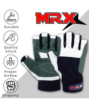 MRX Sailing Gloves for Men & Women - Paddle, Row, Fish & Ski with Comfort | Short Finger Kayaking Gloves in Blue, Grey & White - Large - Buy Online on GoSupps.com