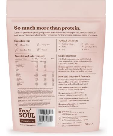 Free Soul Vegan Protein Powder for Women - 20 Servings, 20g Protein, Superfoods & Vitamins | Gluten & Soy Free Plant Based Shake - Pea & Hemp Isolate Protein | 1.32Lb (Vanilla) - Buy Online on GoSupps.com