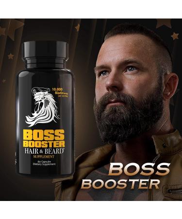 Bossmen Boss Booster - Beard Growth Supplement for Men - 10,000 MCG Biotin & MSM - Hair Growth Vitamins - Buy Online on GoSupps.com