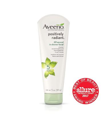 Aveeno Positively Radiant In-Shower Facial Cleanser 5 oz - Brightening Mask with Soy & Lemon Peel - Buy Online on GoSupps.com