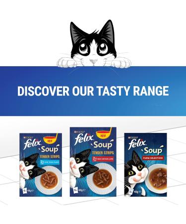 Felix Soup Cat Food Tender Strips Farm Selection Cat Food 6x48g Pack of 8 - Buy Online on GoSupps.com