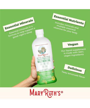 Nighttime Liquid Multimineral Supplement - Sugar Free Sleep Support for Adults & Kids - Magnesium, Calcium & MSM - Lemonade Flavor - Vegan & Gluten Free | 32 Servings - Buy Online on GoSupps.com