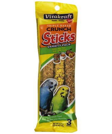 Vitakraft Parakeet Treat Sticks Variety 3 Pack (Honey Egg & Fruit) 3.17 Ounce Variety Sticks - Buy Online on GoSupps.com
