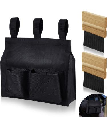 Dunzy Umpire Ball Bag and Wood Handle Umpire Brush Set Black Umpires Ball Bag with 2 Pcs Baseball Home Plate Brush Baseball Umpire Equipment Kit