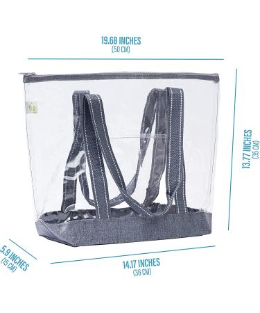 VENO Clear Vinyl PVC Tote Stadium Approved Bag Set of 2 Gray - Beach Pool Outdoor Transparent Pack - Buy Online on GoSupps.com