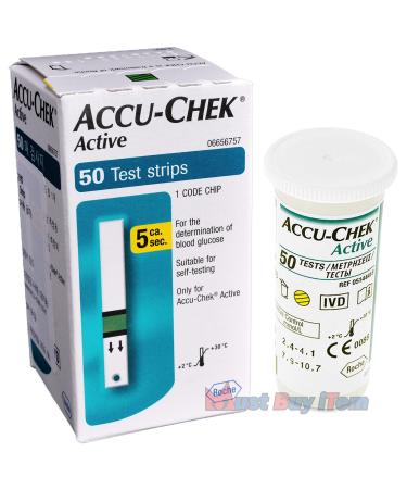 Roche Accu-Chek Active Blood Glucose Meter 50 Test Strips Sheet 1 Box