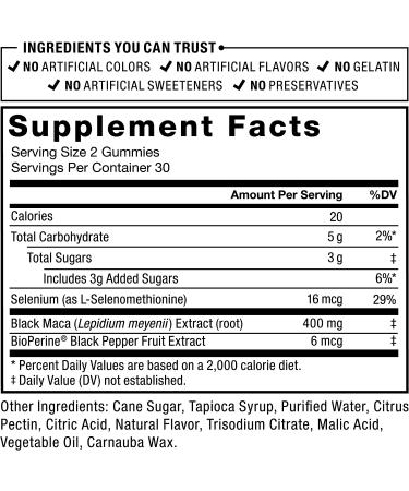Force Factor Black Maca Gummies - Increase Energy & Strength with Black Maca Root, BioPerine for Absorption - Passion Berry Flavor - 60 Gummies - Buy Online on GoSupps.com