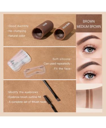 Eyebrow Stamp Double-ended Brow Cream Stamp with 2 Colour Long-Lasting Nature Eye Brow Powder 10 Reusable Eyebrow Stencils 2 Eyebrow Pen Brushes (Brown & Medium Brown) - Buy Online on GoSupps.com
