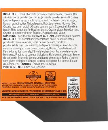 Mid-Day Squares Peanut Butta Bars 33g each 4 Packs (48 Squares) | Made with Real Chocolate 6g Plant Protein 4g Fiber Gluten Free Certified Vegan Peanut Butta 12 Count (Pack of 4) - Buy Online on GoSupps.com