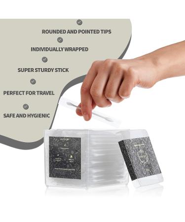 180 Count Pointed Q Tips Qtip Bleeker and R Individually Wrapped Cotton Swabs - Chlorine & Oil Free - Recyclable & Biodegradable - Travel Makeup - Buy Online on GoSupps.com
