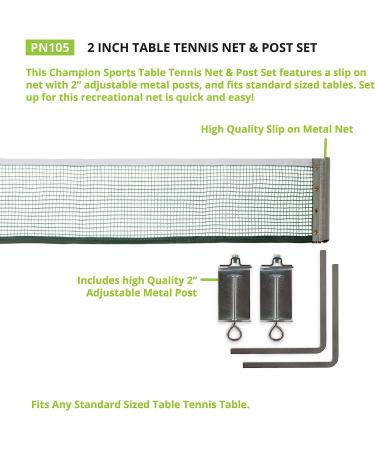 Champion Sports Table Tennis Net & Post Set  2" - Buy Online on GoSupps.com