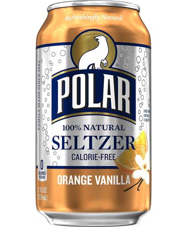 Polar Seltzer Water Orange Vanilla 12 Pack - Refreshing 12 Fl Oz Cans - Buy Online on GoSupps.com
