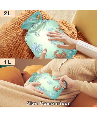 NAANLE Sea Life Jellyfish Hot Water Bottle - 1L Transparent Heat Bottle for Pain Relief & Therapy | Ideal for Bed Hands & Feet - Buy Online on GoSupps.com