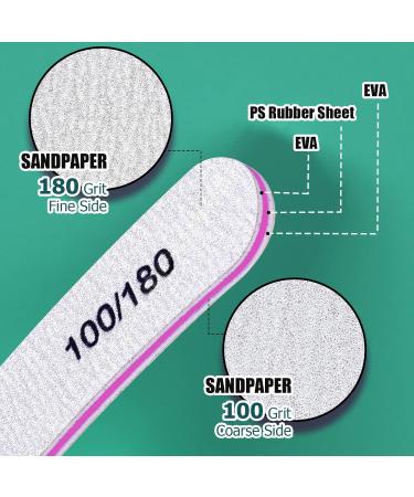 FANDAMEI 15pcs 100/180 Nail File Set - Double Sided Emery Boards for Nail Care in Home and Salon - Professional Nail Styling Tools for Gel Nails - Curved 7 0.74 inch - Buy Online on GoSupps.com