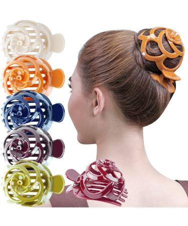 RC Roche 6 pieces octopus bun hair clip hair clip firm hold hair claws slip -resistant for women fat hair round medium classic multifol
